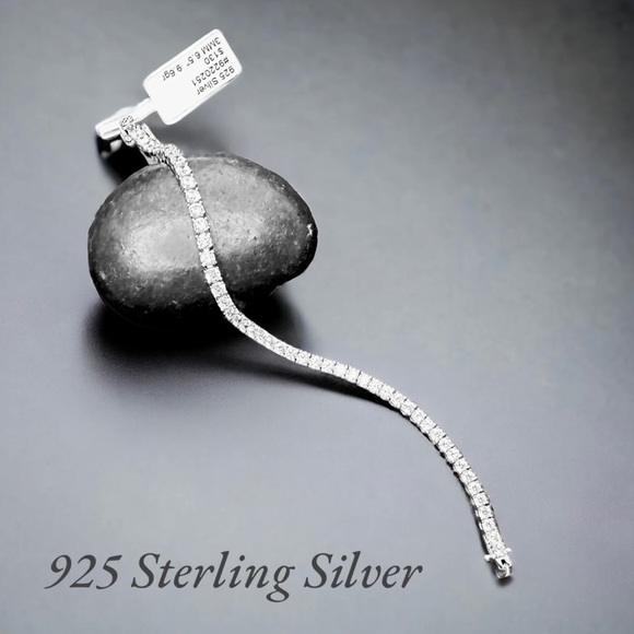 4mm” Tennis Bracelet/925 Solid Sterling Silver/Bridesmaids Wedding Jewel… - Picture 4 of 9